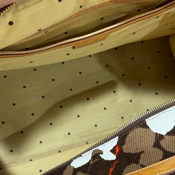 Kate Spade NY bold floral canvas satchel purse tote bag orange brown white - Picture 10 of 11